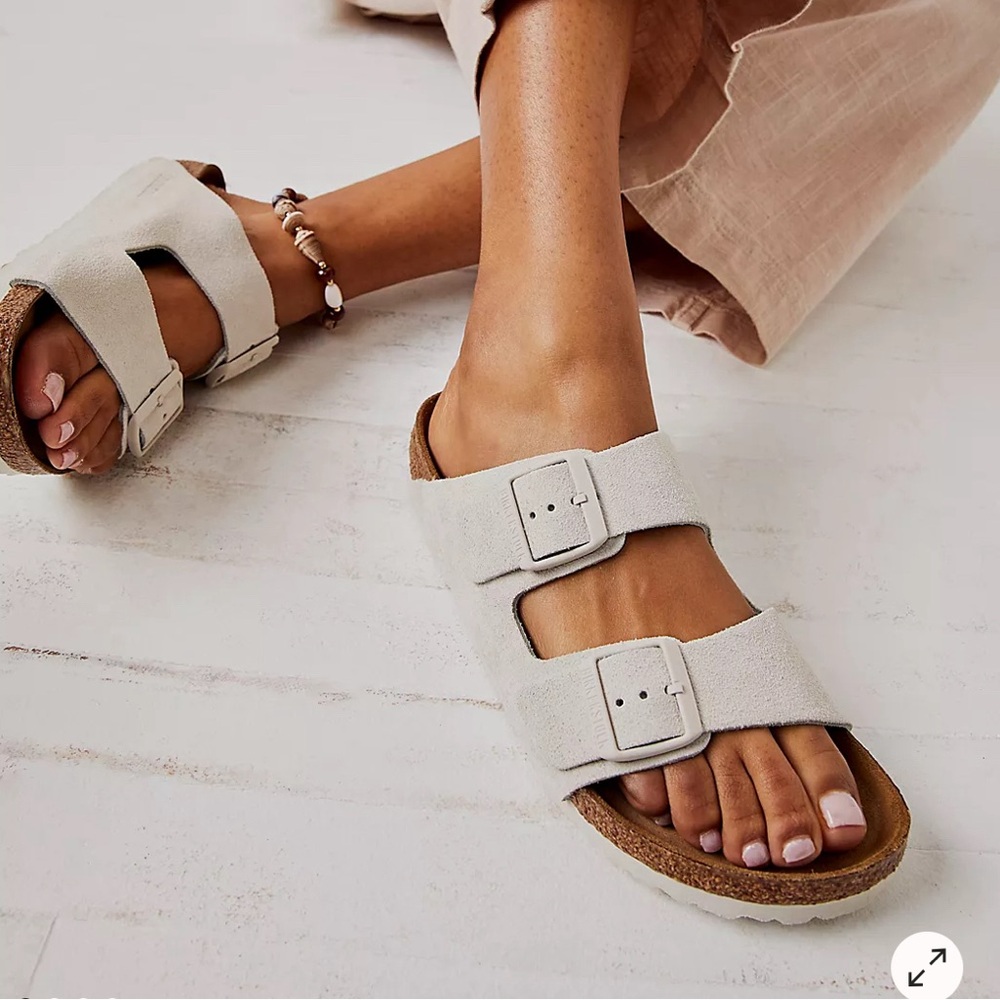 NEW Antique White Suede Arizona Birkenstocks